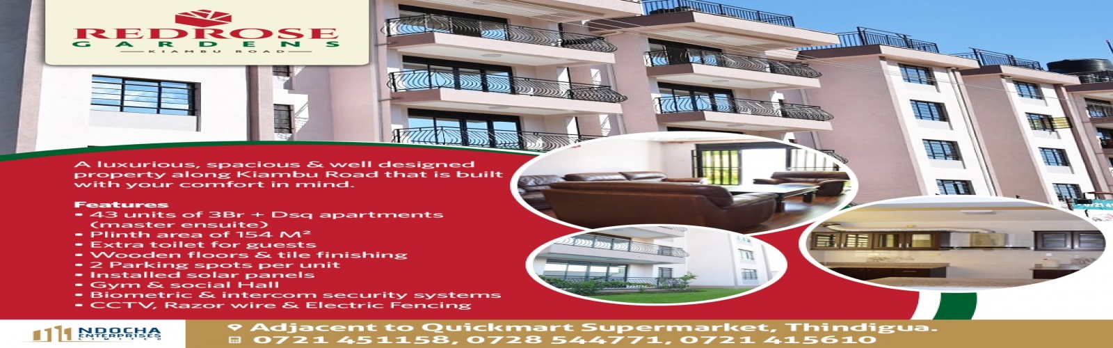 Nairobi, Nairobi, 3 Bedrooms Bedrooms, ,3 BathroomsBathrooms,Apartment,For Sale,Redrose Gardens,1025
